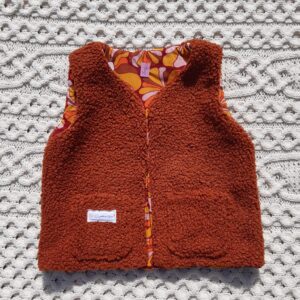 Gilet de berger enfant 5ans extérieur tissu bouclette, intérieur viscose les bobines de ganou