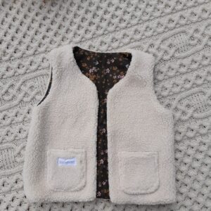 Gilet de berger enfant taille 6ans extérieur en sherpa, intérieur 100%coton 2 les bobines de ganou