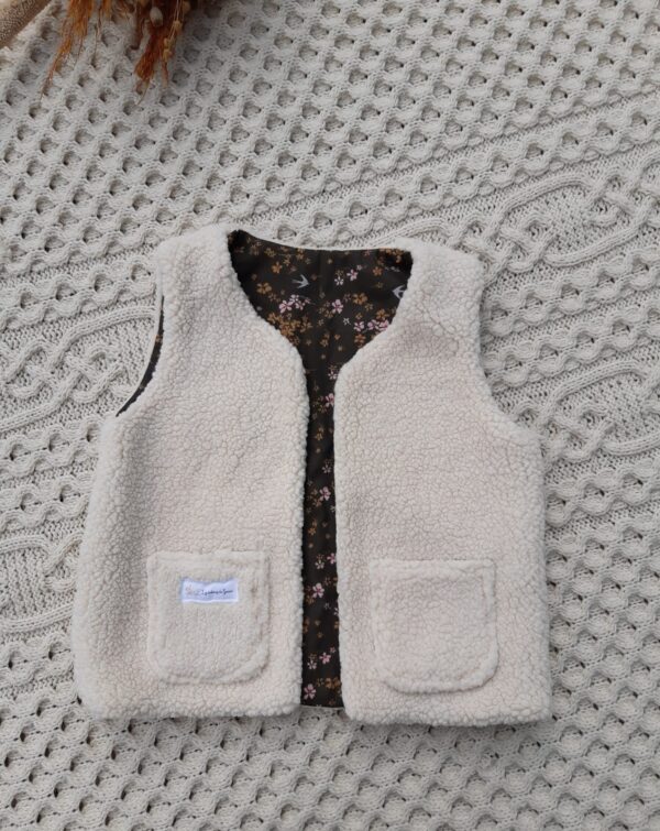 Gilet de berger enfant taille 6ans extérieur en sherpa, intérieur 100%coton 2 les bobines de ganou