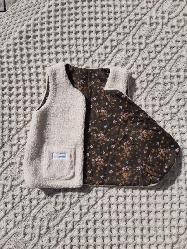 Gilet de berger enfant taille 6ans extérieur en sherpa, intérieur 100%coton les bobines de ganou